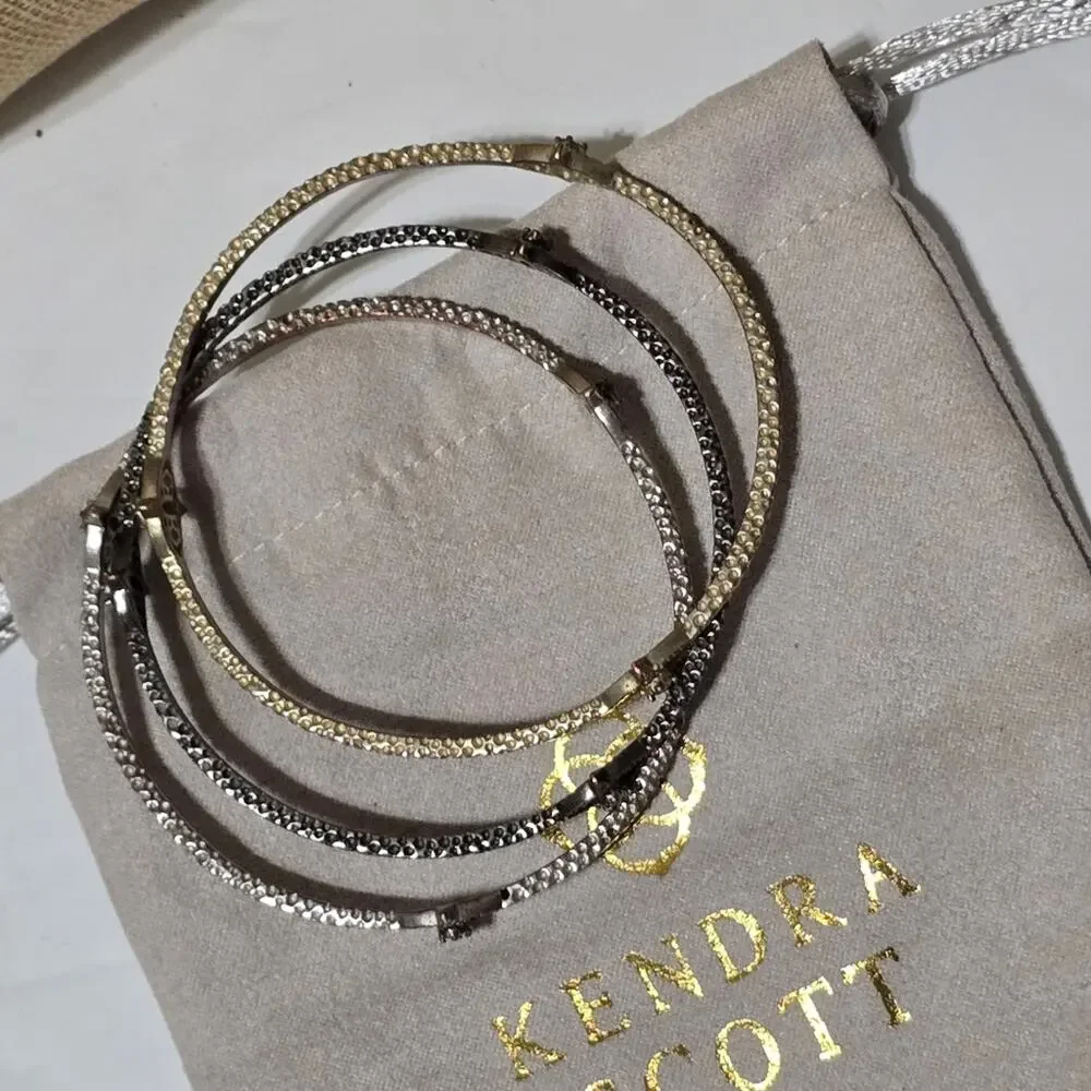 Kendra Scott Bundle of Jeweled Bangle‎ Bracelets Gunmetal silver Gold Plated Lot
